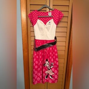 Disney Parks Exclusive Dress Shop Minnie Mouse Pink Polka Dot Perfume Belt Dress